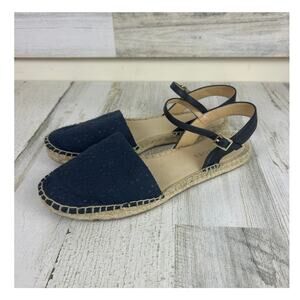 Talbots Women’s 7 Navy Blue Izzy D’Orsay Espadrille Slingback Flats sandal shoe